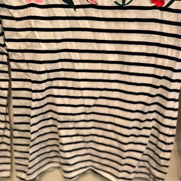 Boden woman top long sleeves stripes embroidered flowers size 2 - Picture 7 of 7